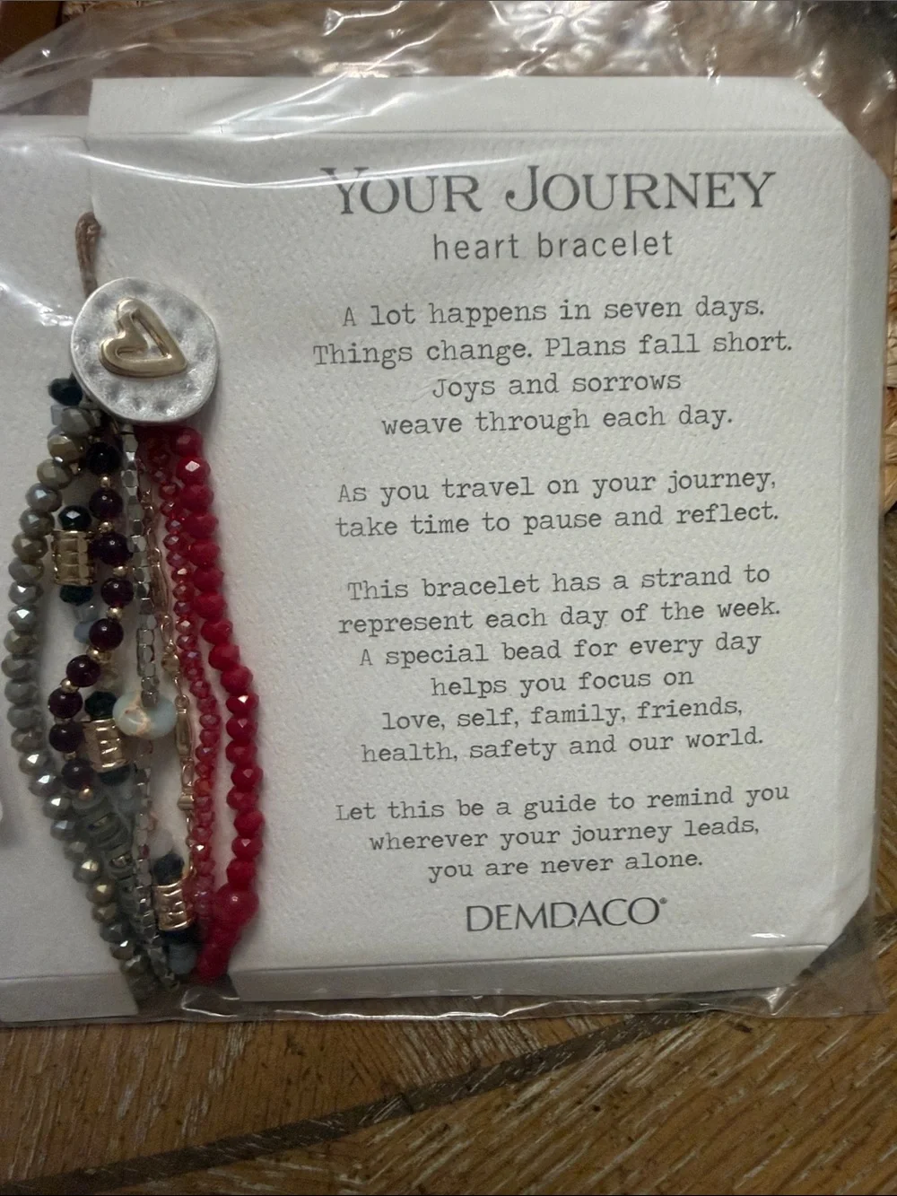 Demdaco Multi-Strand Beaded Heart Bracelet in Garnet and Gray